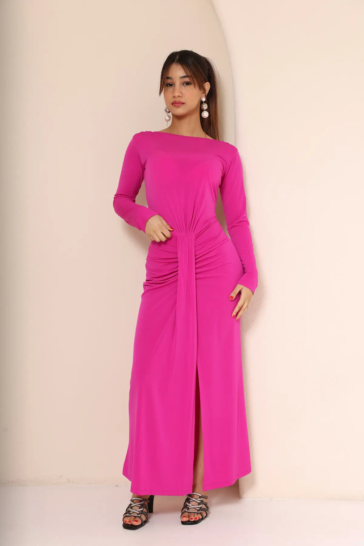 Lycra Maxi Dress with Signature Ruching